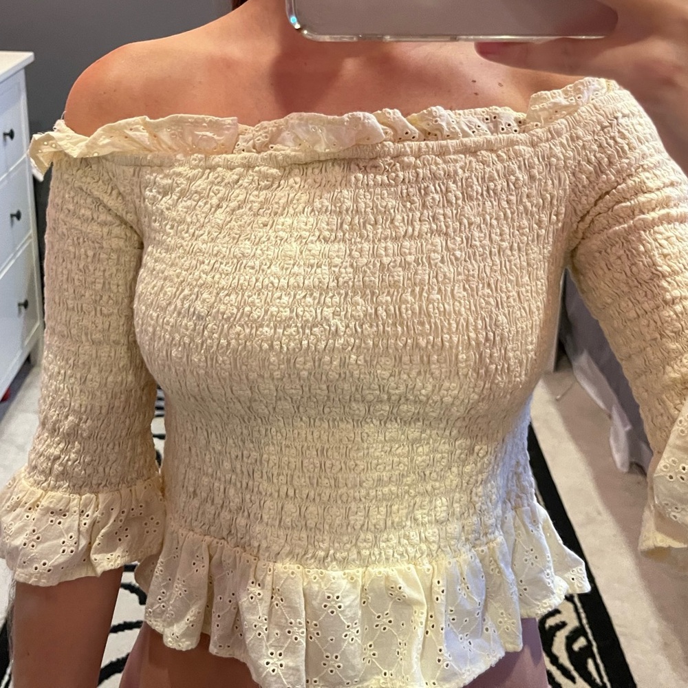 American Eagle Outfitter’s Women’s Off-the-Shoulder Crop Top Blouse